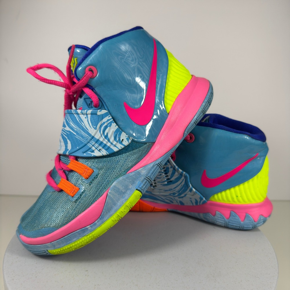Nike Kyrie 6 Boys Sneakers Basketball Strap Multi Color Blue Pink US 2Y